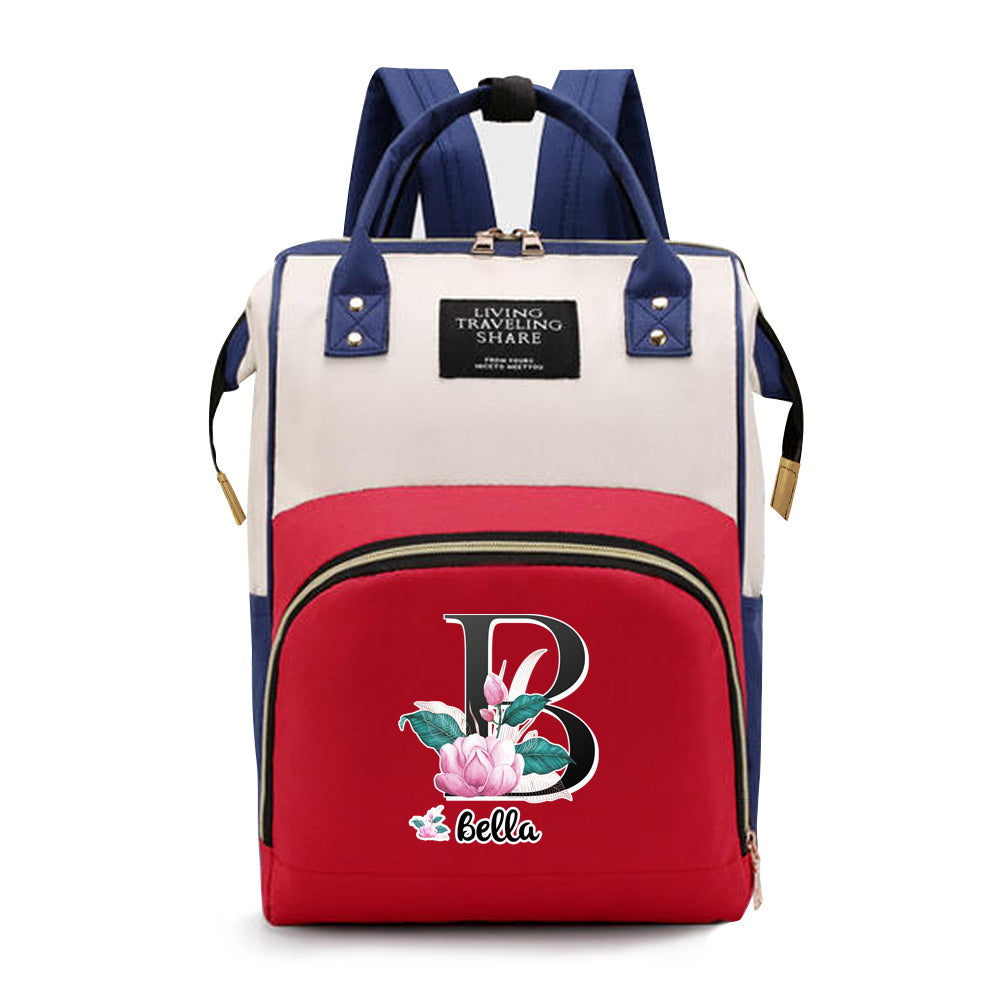 Персонализированная сумка для подгузников из оксфордской ткани с индивидуальными инициалами - Просторная сумка для мам с дизайном букв A-Z, идеальна для путешествий и повседневного использования, с карманами для бутылочек для женщин