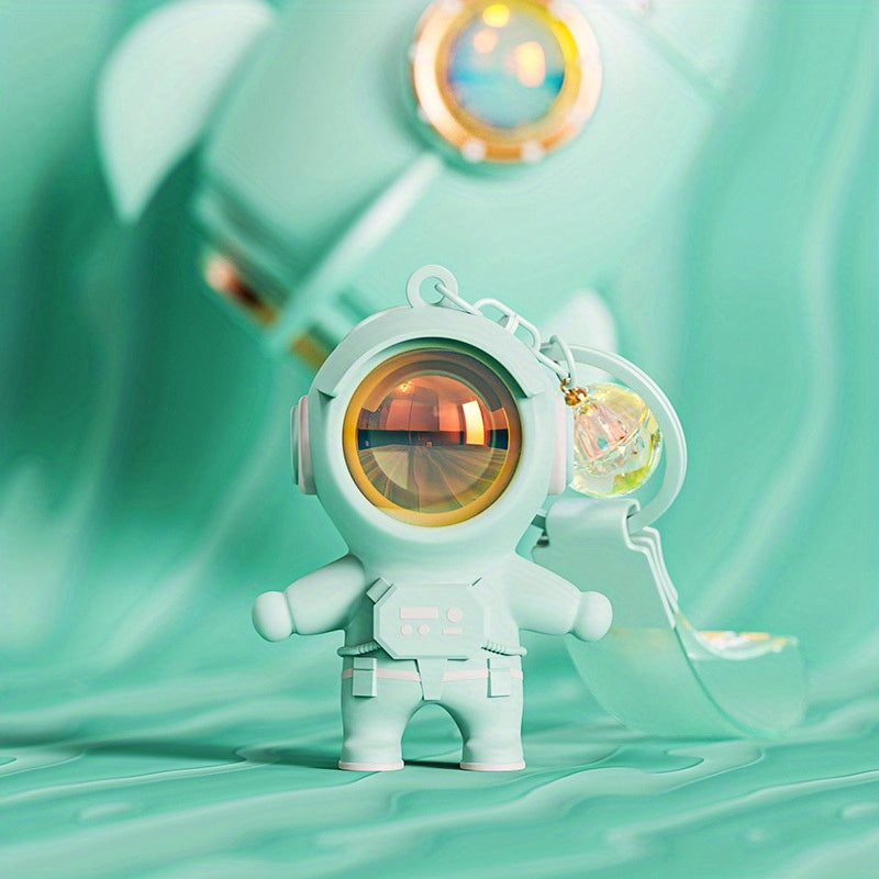 Space Astronaut Keychain for Car Keys Pendant with Sunset Light Woman Jewelry