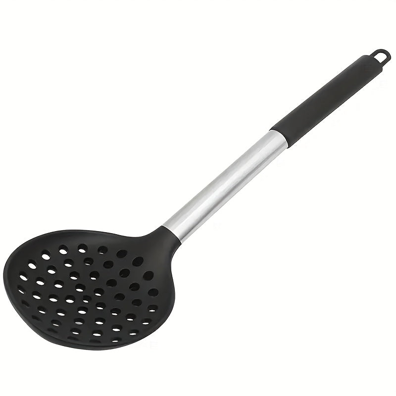 Heat Resistant Silicone Slotted Spoon with Stainless Steel Handle Nonstick Skimmer
