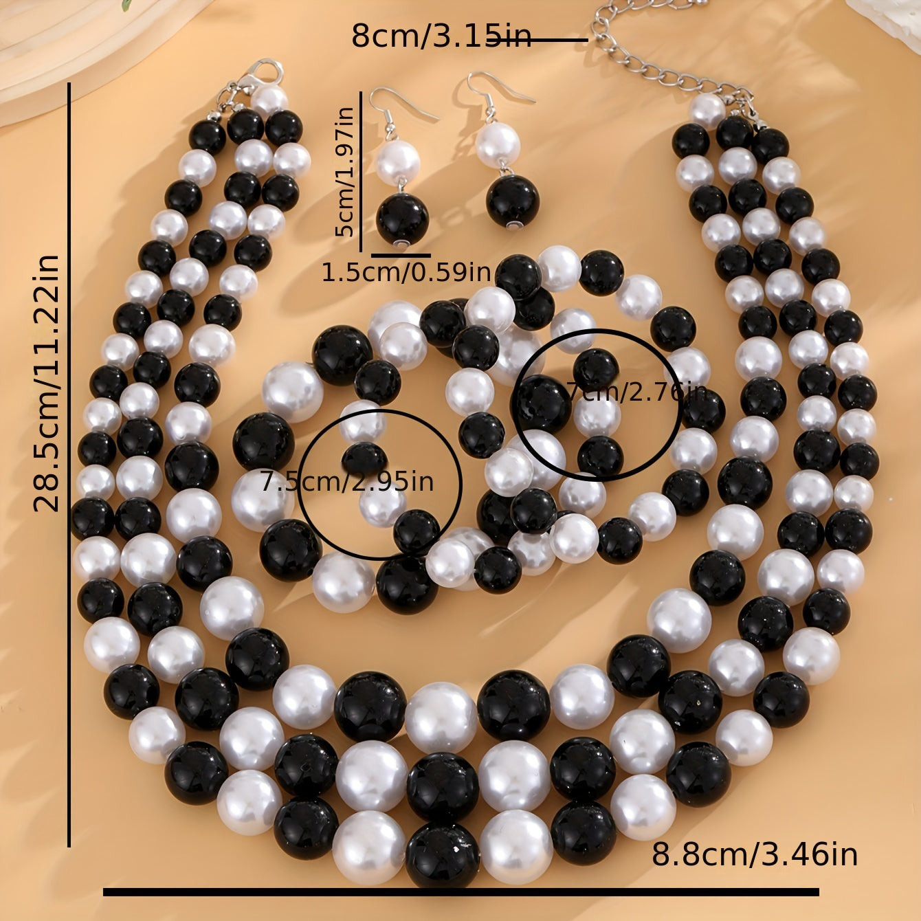 Black and White Pearl Necklace Set for Formal Events Elegant Jewelry