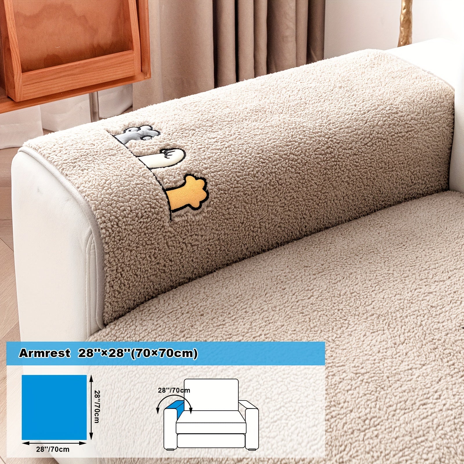 Софа с чехлом из шерпы, дружелюбным к домашним животным и нескользящим защитным покрытием для домашнего декора.