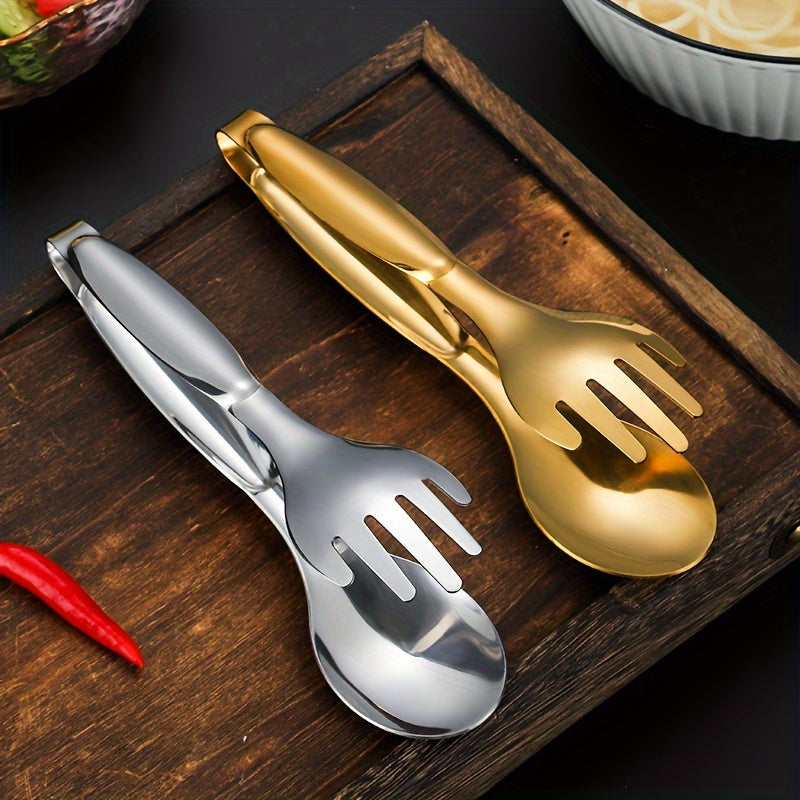 Gold-Plated Stainless Steel Serving Tongs for Salads Bread Buffets