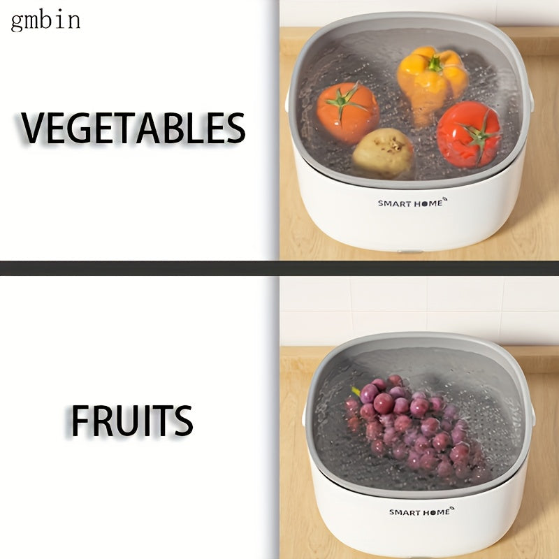 GBMbin SmartHome Корзина для очистки фруктов и овощей - работает на батарейках, технология Soundwave, белая, прозрачная крышка.