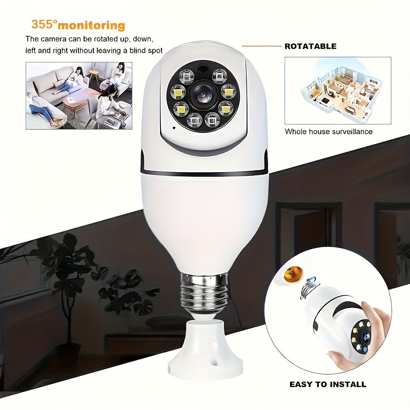 WiFi HD E27 Bulb Camera with Night Vision and Two-Way Audio