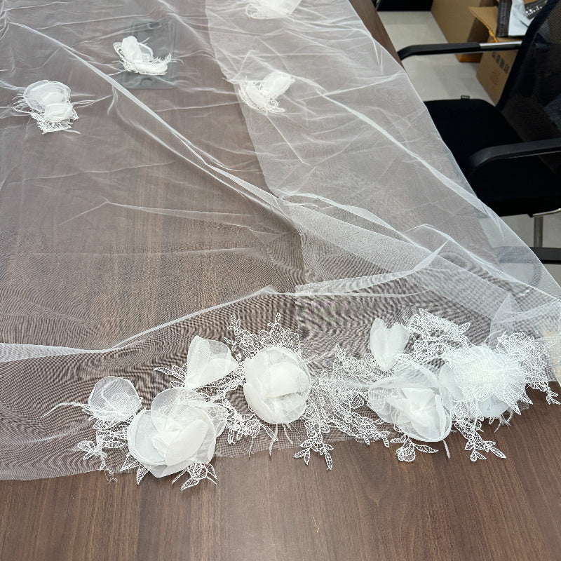 White Bridal Veil 62.99 Inch Long Hand Washable Wedding Headpiece for Engagements and Photos