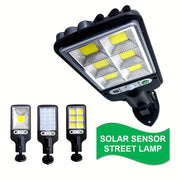 Solar-Powered LED Street Light with Motion Sensor Remote Control 3 Modes Adjustable Brightness