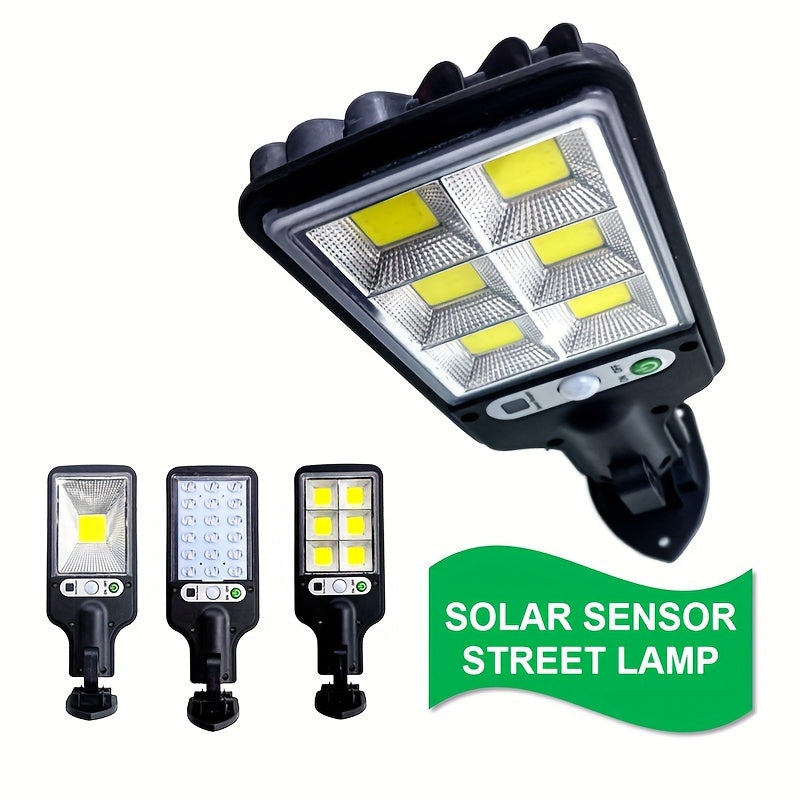 Farola solar LED con sensor de movimiento, control remoto, 3 modos, brillo ajustable
