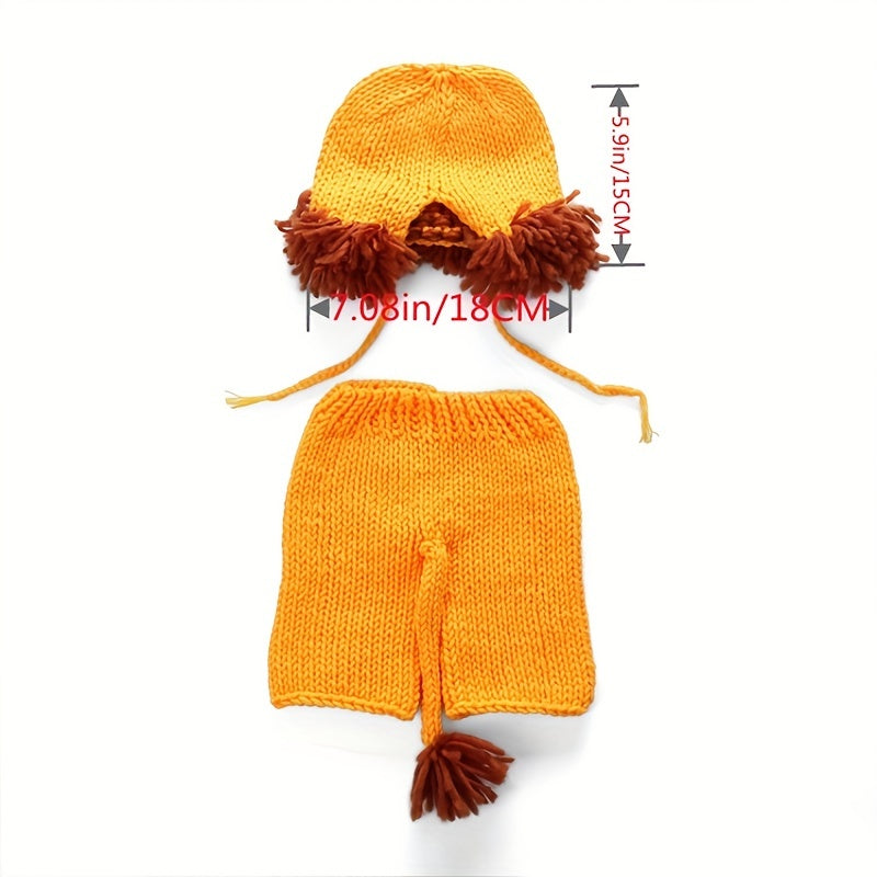Newborn Baby Girl Soft Knitted Lion Hat and Pants Costume