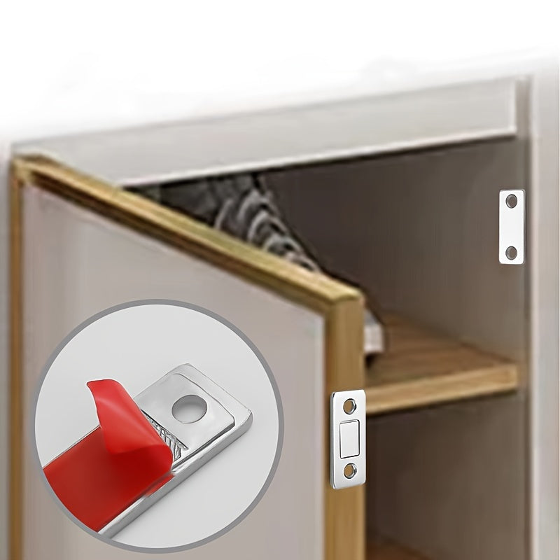 Magnetic Ultra-Thin Cabinet Door Suction Set Stainless Steel No Punching