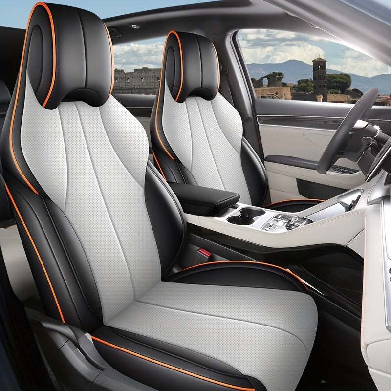 5-Seat Car Seat Covers Leather Full-Set Sporty Durable Easy Clean All-Season