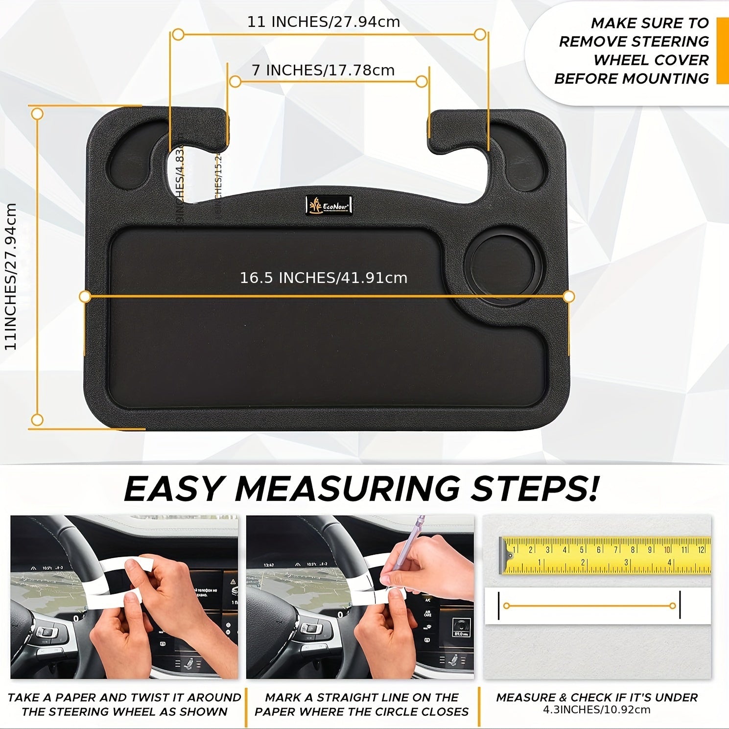 Universal avtomobil boshqaruv g'ildiragi stol va noutbuk uchun turadigan va ikki tomonlama ziravorlar tutadigan