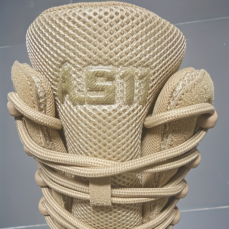 Men's Tactical High-Top Boots Lightweight All-Season Sports Zipper Lace Closure