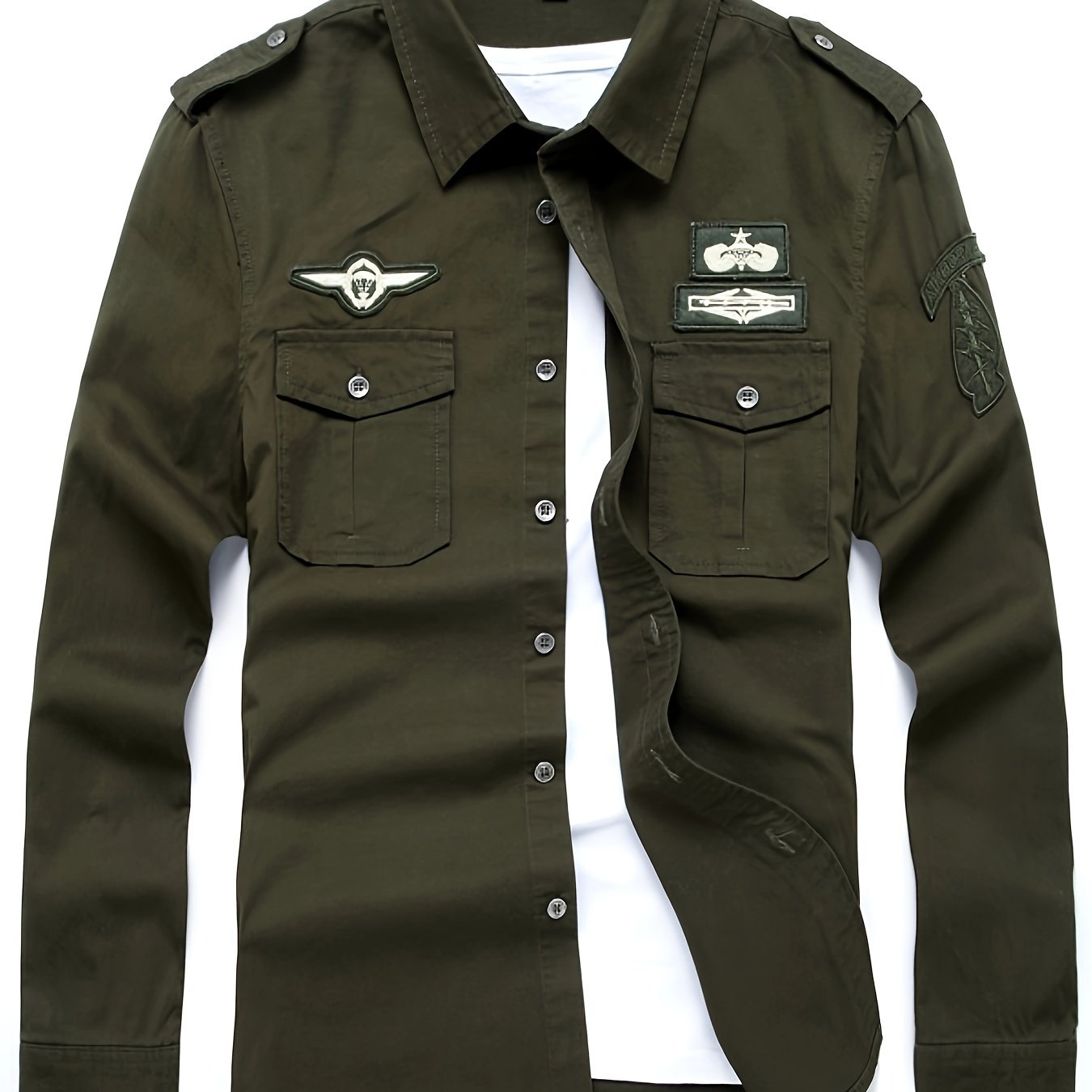 Erkaklar uchun vintage uslubidagi paxta kargo ko'ylagi: Qora, uzun qo'lqonli, yengil, bahor/kovak uchun, ochiq havoda va tasodifiy kiyimlar uchun.