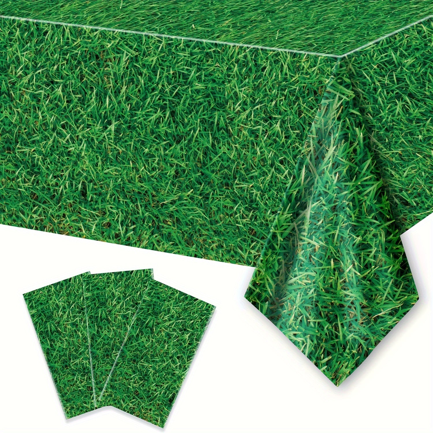 Rectangular Green Grass Plastic Tablecloth for Sports Events and Parties 130x220cm