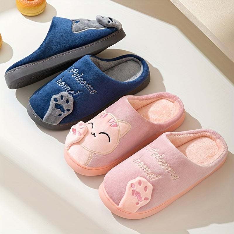 Women's Cozy Cartoon Lucky Cat Slippers for Indoor Autumn Winter