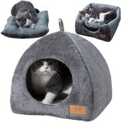 Foldable Cat Bed with Plush Cushion Soft Cozy Cave Nest for Small Cats