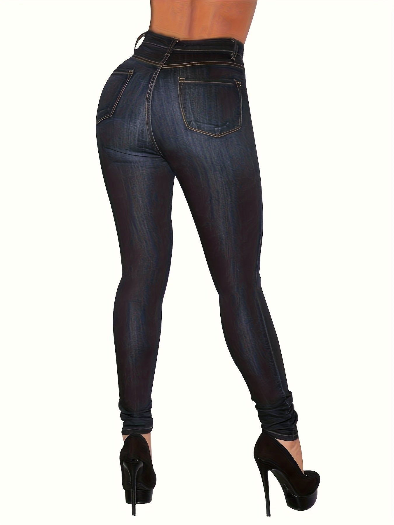 Women's High-Waisted Skinny Jeans Black Stretchy Bootcut Casual