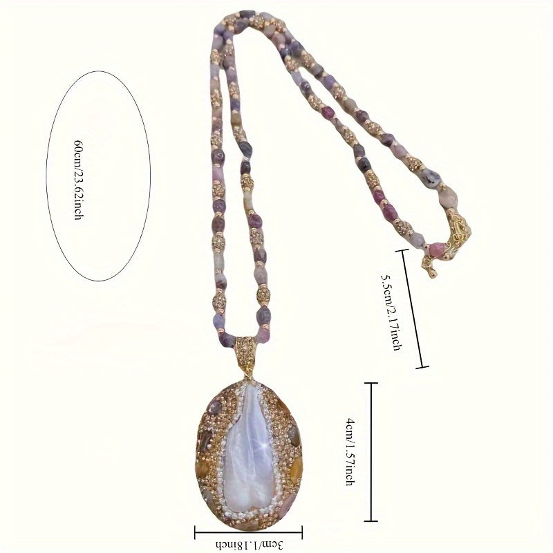 Conjunto de joyería barroca elegante con collar de piedras de imitación, anillo, pendientes, cadena de suéter y colgante