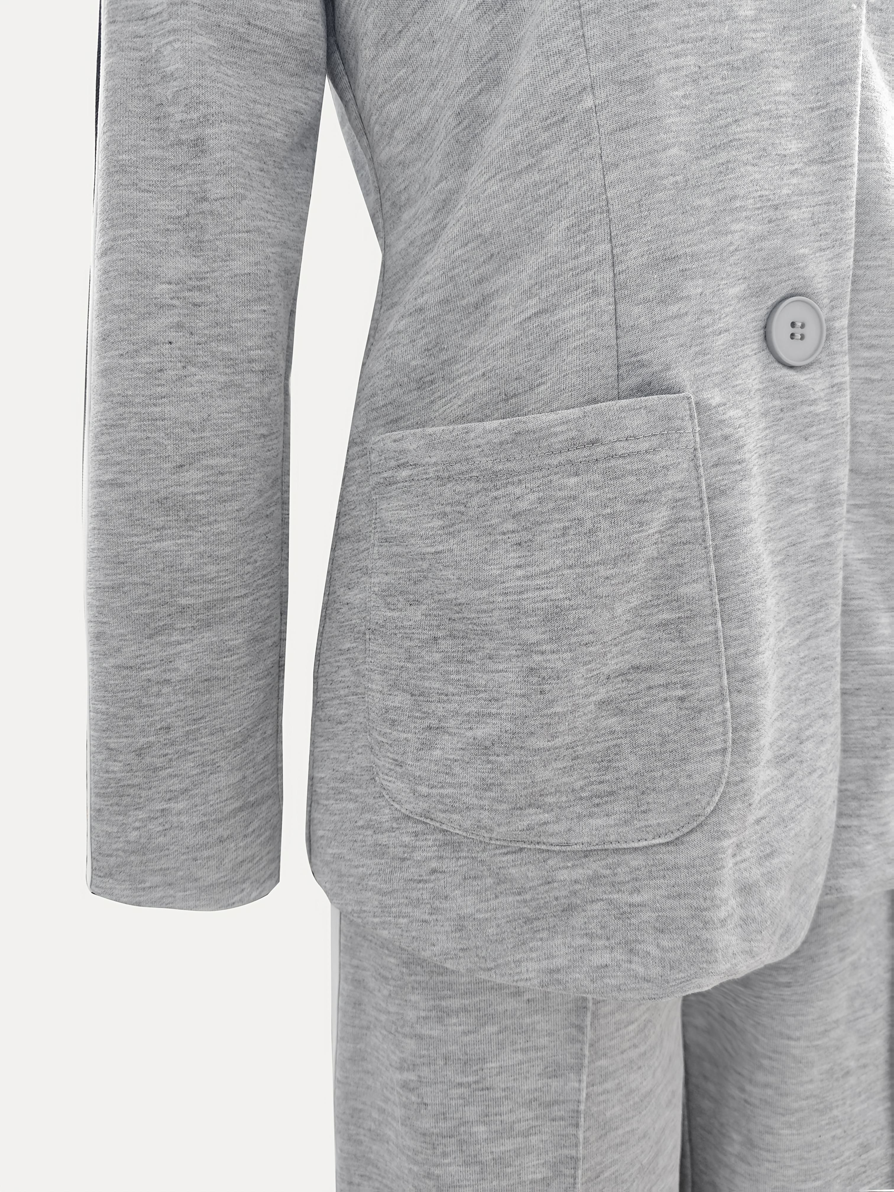 Conjunto de dos piezas de color sólido para mujer con blazer de manga larga y pantalones de pierna recta