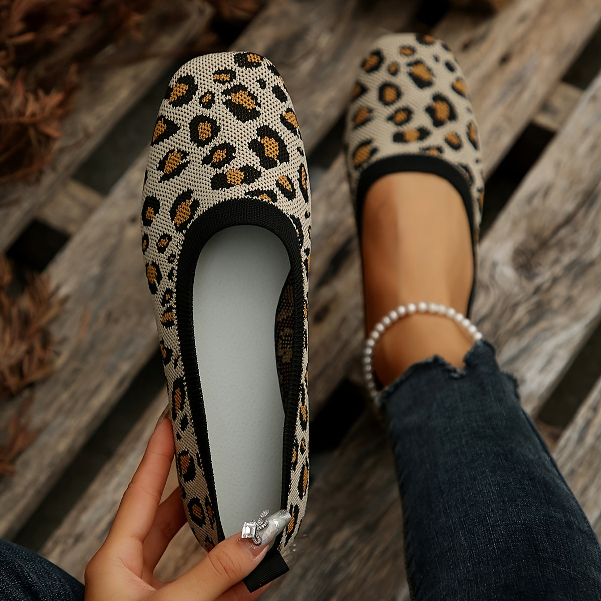 Zapatos planos casuales para mujer con suela ligera, transpirable y de TPR