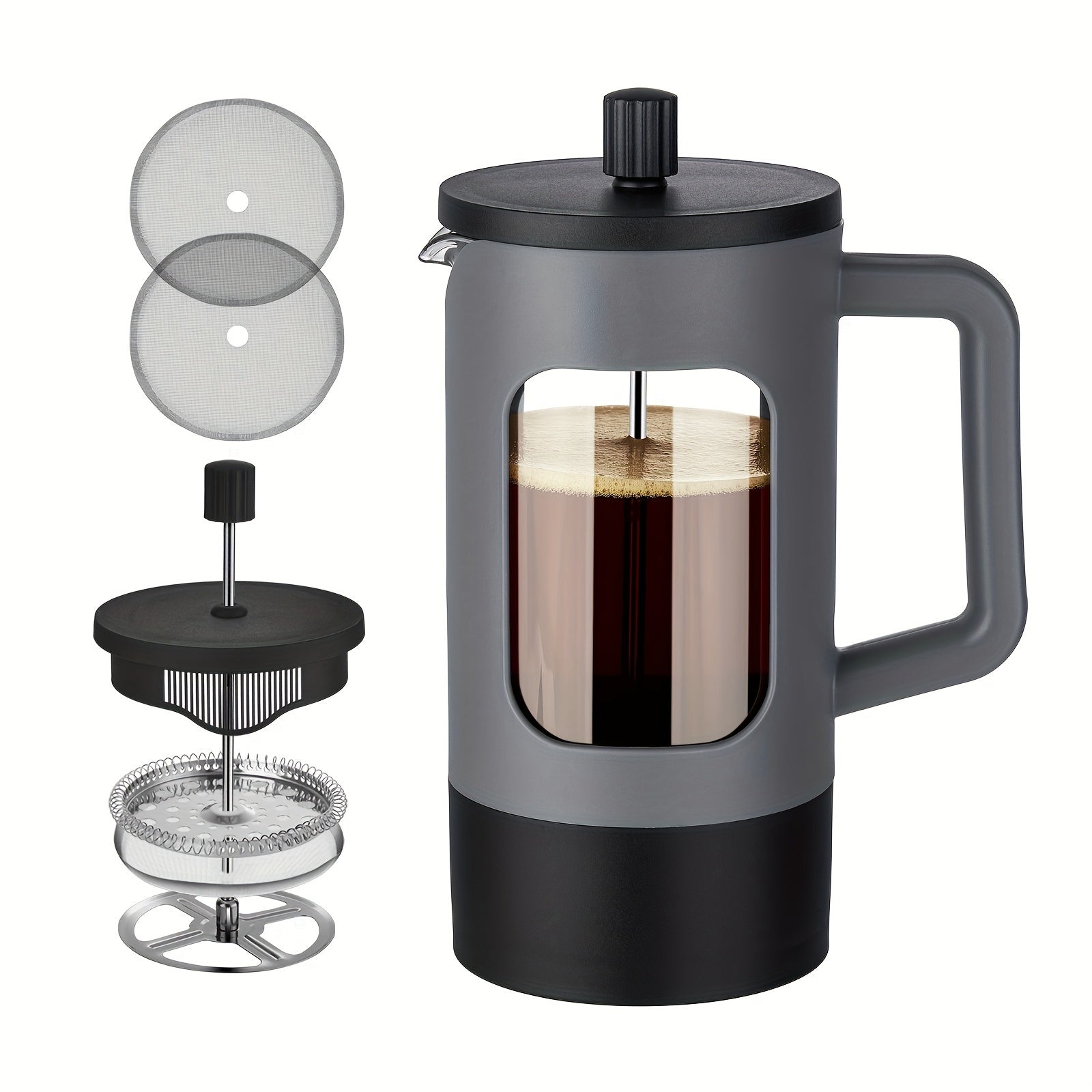 French Press Coffee Maker 350ml 600ml 1L Glass Stainless Steel Manual Brew