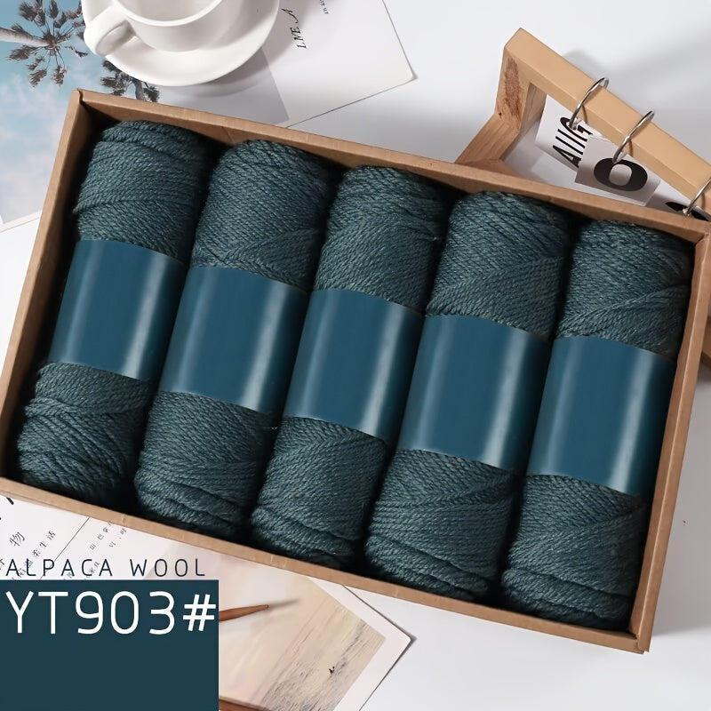 Camel Wool Yarn Pack of 5 Balls 500g Medium Thickness for Knitting Sweaters Scarves