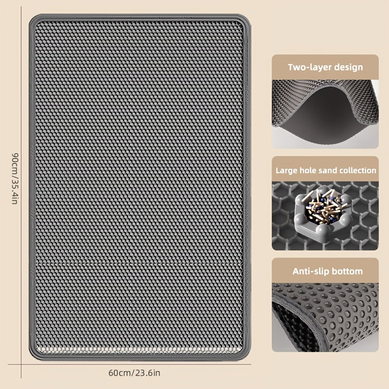 Katta premium mushuk axlat matosi, qayta ishlanadigan, hid chiqarmaydigan, suv o'tkazmaydigan, tozalash oson, hidga qarshi, gilamli axlat qutilari uchun ideal, mustahkam EVA/PE materialidan tayyorlangan.