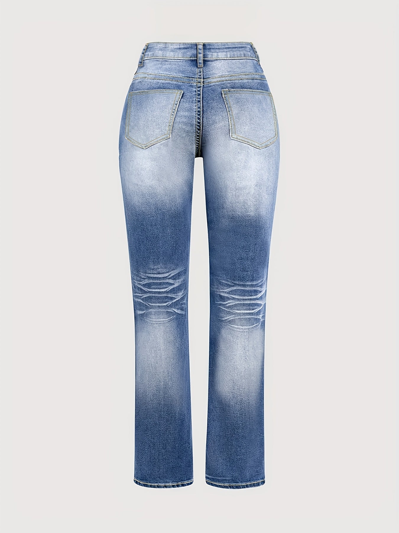 Women's Plus Size Flare Jeans Stretch Denim High-Waist Bell Bottoms