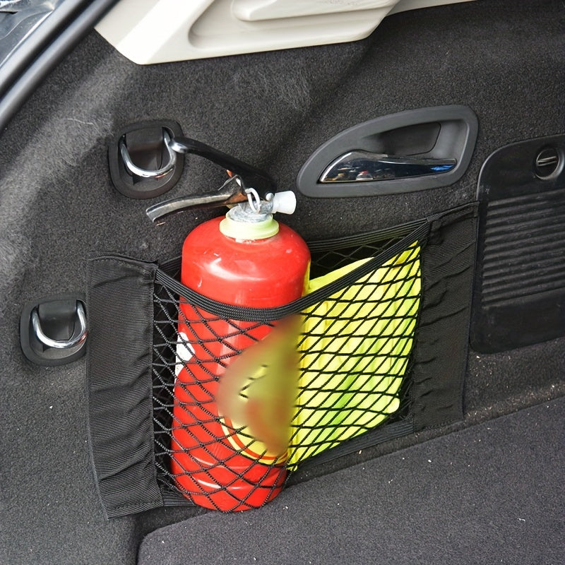 Universal Car Seat Back Storage Bag with Elastic Rope Net Organizer