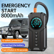8000mAh Car Jump Starter with Digital Display USB-C Charger Air Compressor and Safety Protections