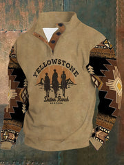 Plus Size Men's Long Sleeve Polyester Shirt with Stand Collar for Parties and Sports