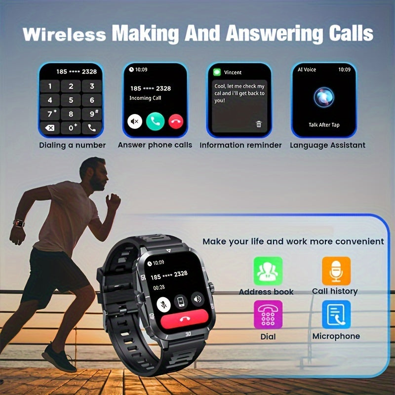 Smart Watch 4.98cm Diameter Touchscreen Fitness Tracker with Call Function and 100+ Sport Modes