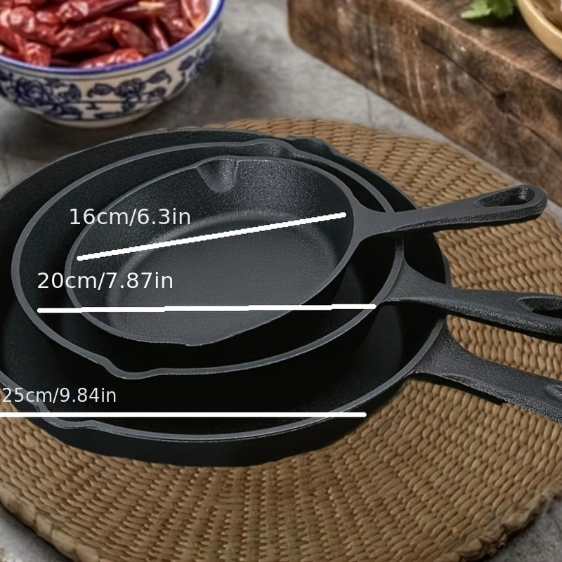 3 ta to'plam qattiq temirli skiletlar, dumaloq Teppanyaki grill panlari, yopishmaydigan tekis tagli qozonlar