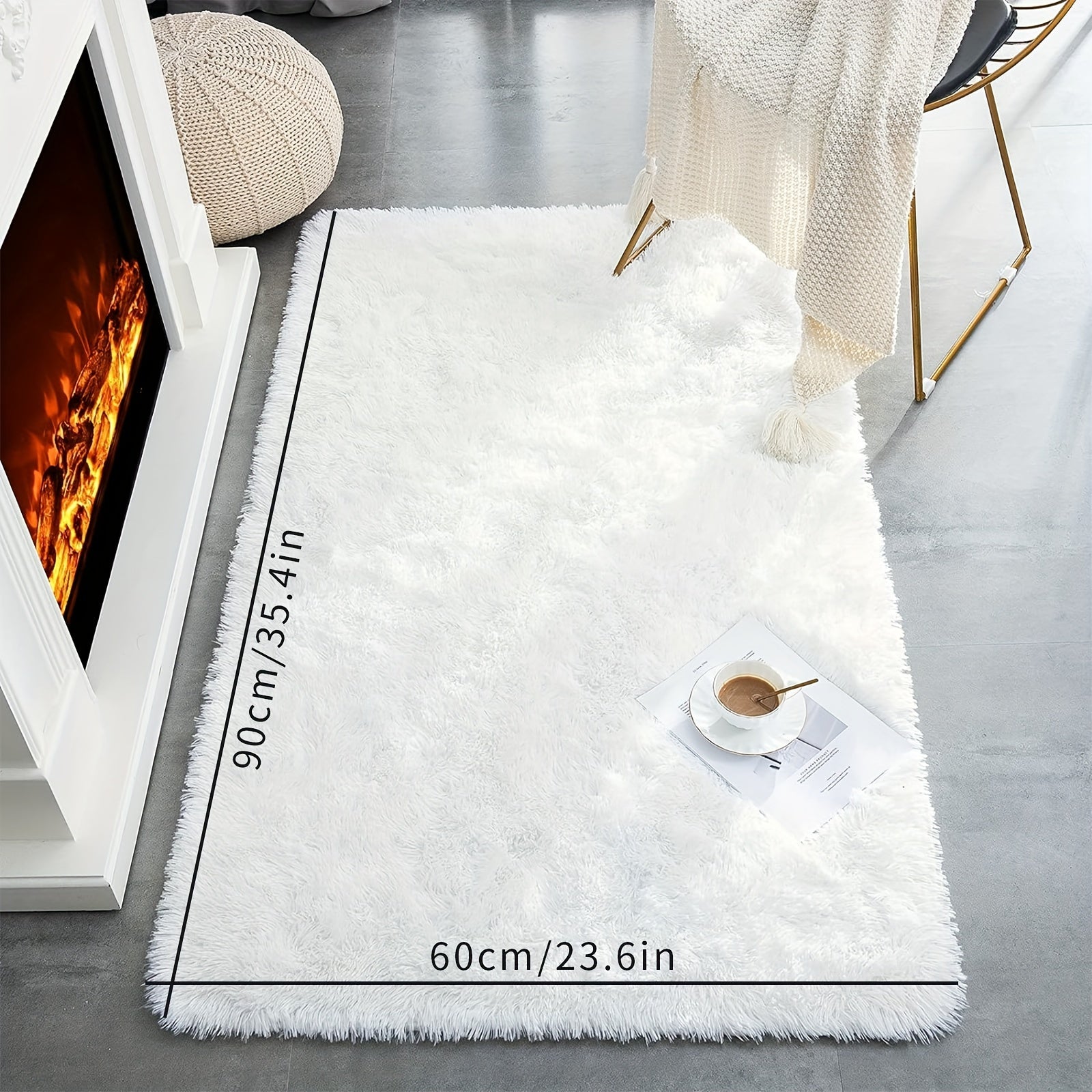 Thick Shag Area Rug Plush Fuzzy Carpet Non-Slip Soft Furry for Living Room Bedroom