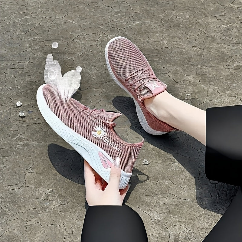 Women’s Breathable Fabric Sneakers with EVA Sole Black and White Lightweight Walking Shoes