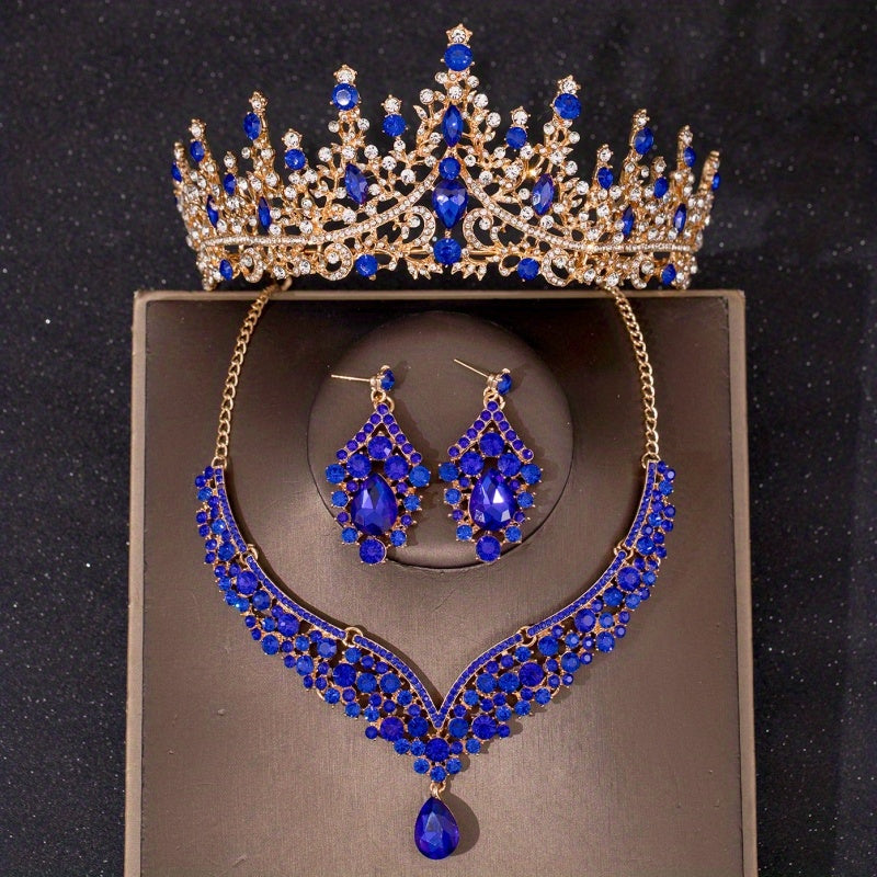 3 ta kumush kristalli to'y zargarlik buyumlari, taqilgan taqinchoqlar, taqinchoqlar, tiara, soch aksessuarlari to'plami