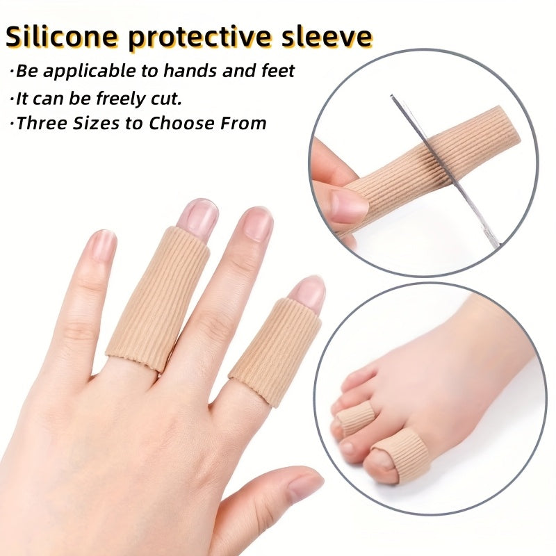 Unisex Silicone Toe and Finger Sleeves Beige Cut-to-Fit Protective Gear