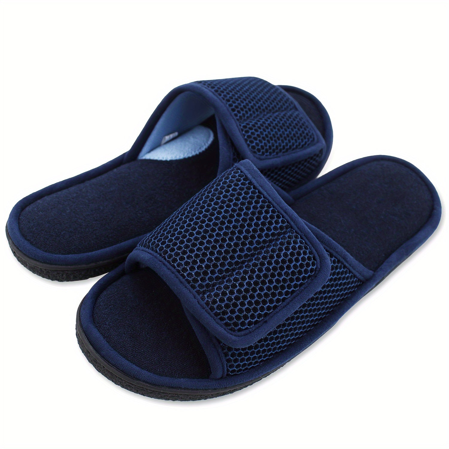 Men's Indoor Slippers Breathable Fabric Casual House Shoes Black Orange Adjustable