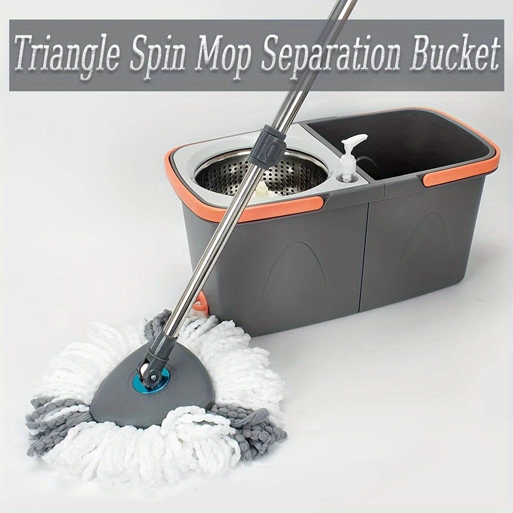 Triangle Rotating Mop Set with Square Bucket and Water Separation for Hardwood and Tile Floors