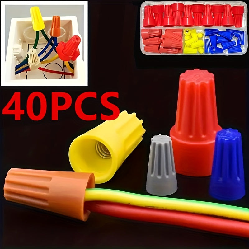 40pcs Electrical Wire Connectors Stainless Steel Spring PVC Flame Retardant Housing