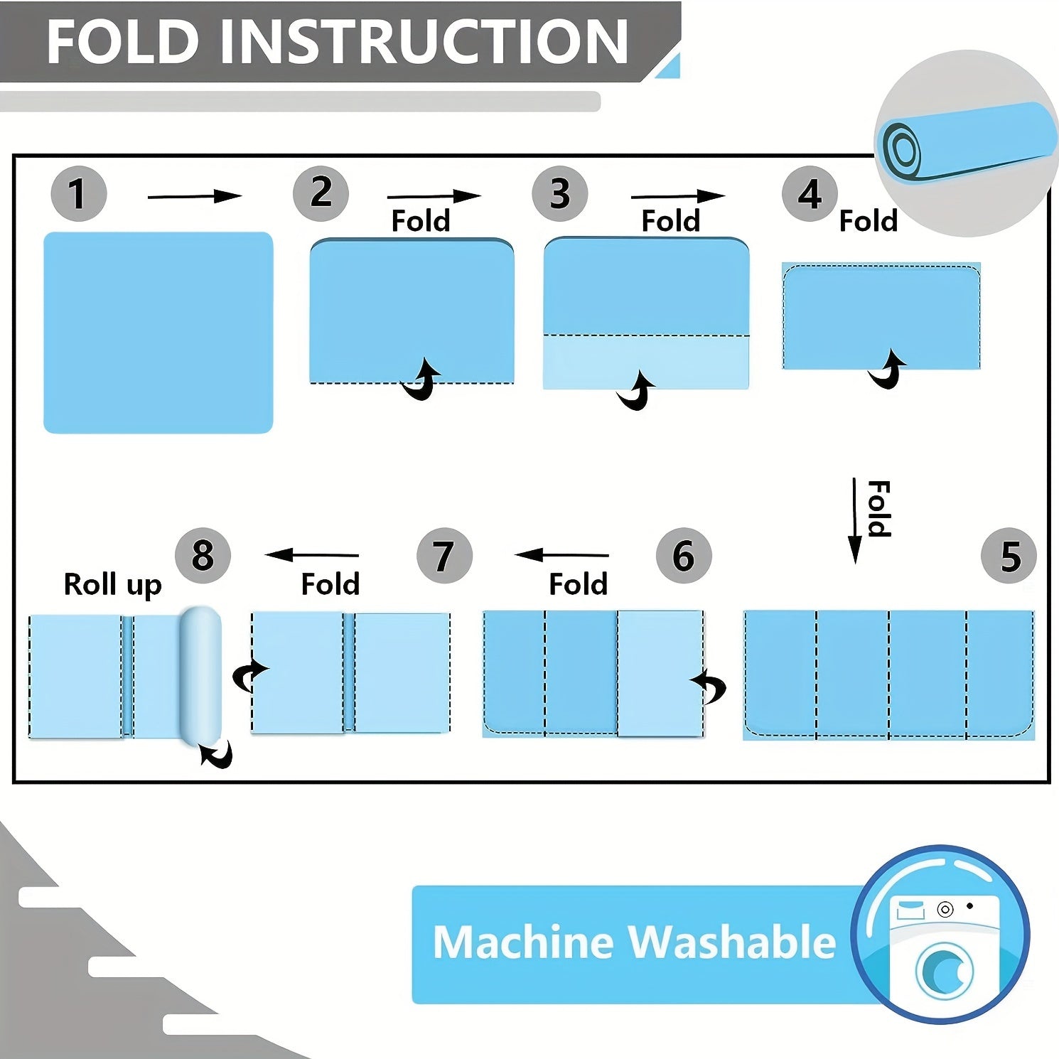 Waterproof Picnic Blanket 198cm Square Sand-Free Tear-Resistant Blue Geometric