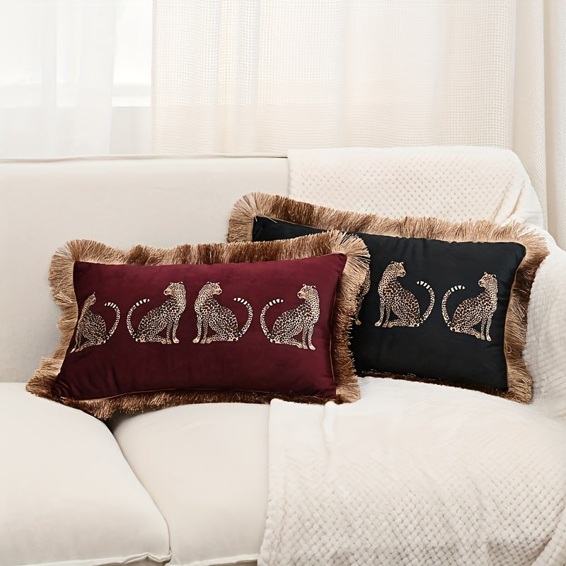 Роскошная наволочка на подушку с бархатным леопардовым принтом для дивана, кровати, автомобиля, декора