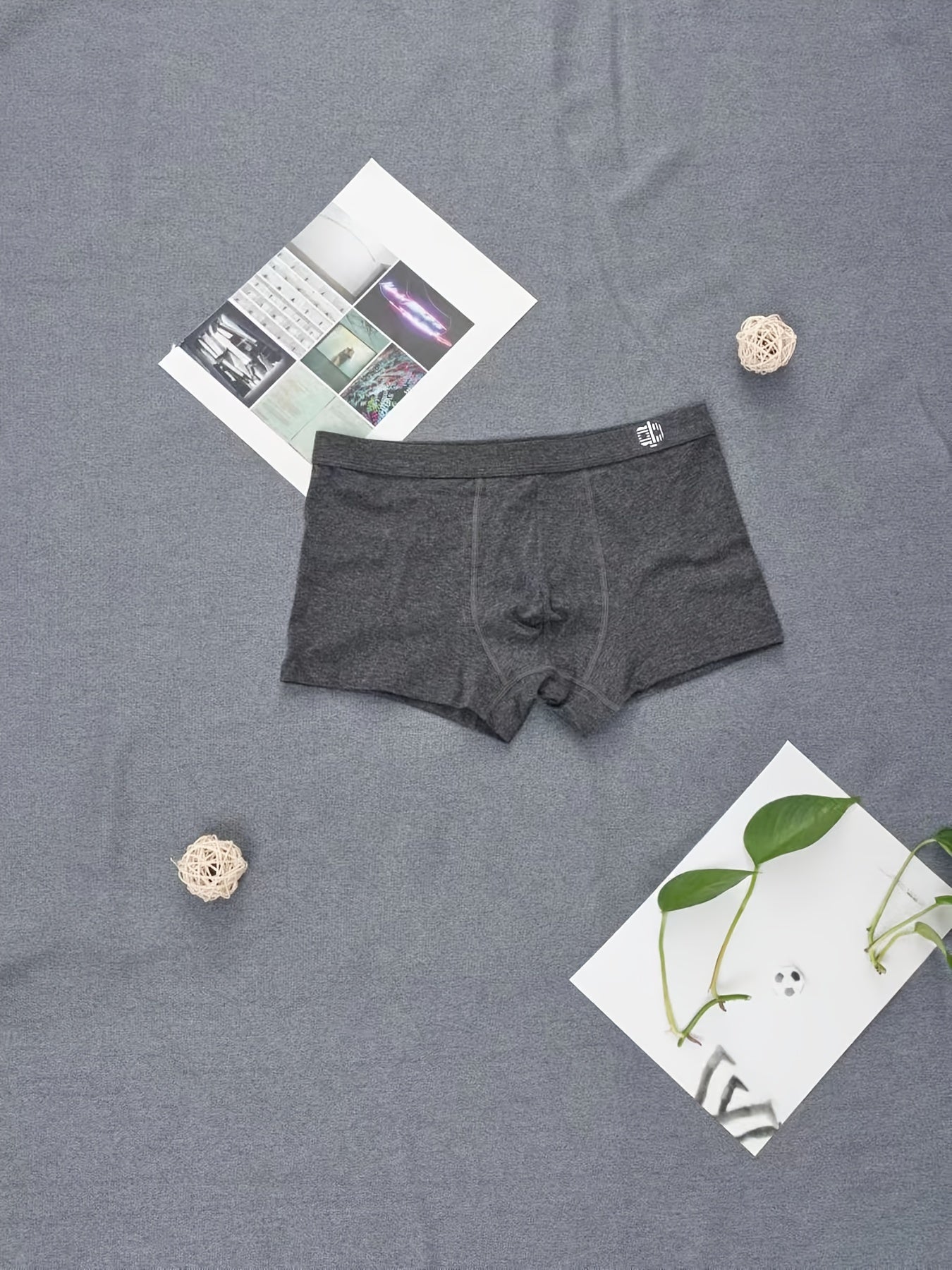 Men's Cotton Boxer Briefs Pack of 5 Solid Color Regular Fit