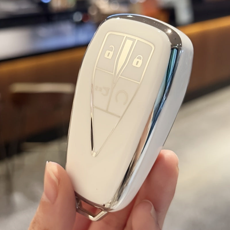 Universal Car Key Fob Cover TPU Protective Case Transparent Buttons Stylish White