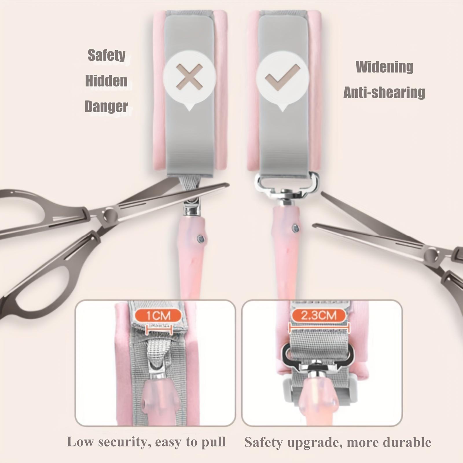 Kids Safety Wristband Reflective Anti-Lost Wrist Link with Key Lock and Whistle Pink