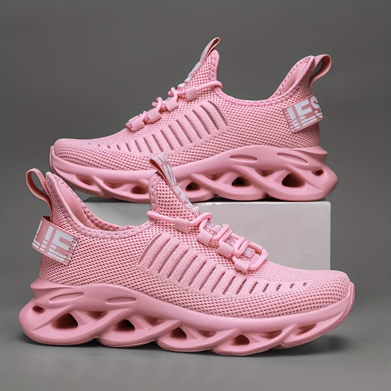 Zapatillas de malla para niños con soporte de arco, suela ligera de EVA, rosa con rayas blancas, para niños y niñas