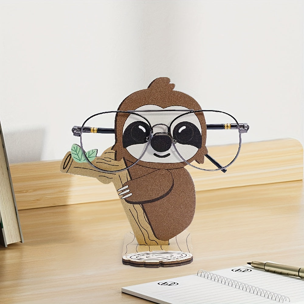 Wooden Sloth Eyeglass Stand Cartoon Animal Glasses Holder Home Office Decor