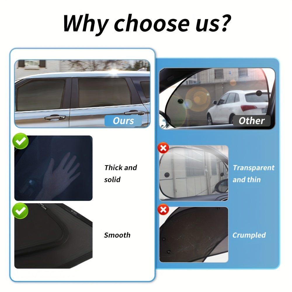 Car Sunshade Foldable Front and Rear Window UV Protection Black