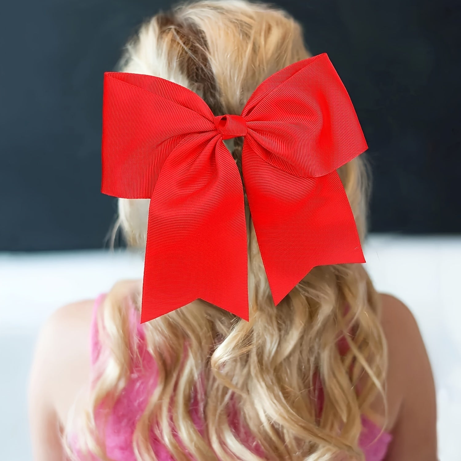Set of 24 Bohemian-Style Cheer Bows with Black Elastic Ties for Girls