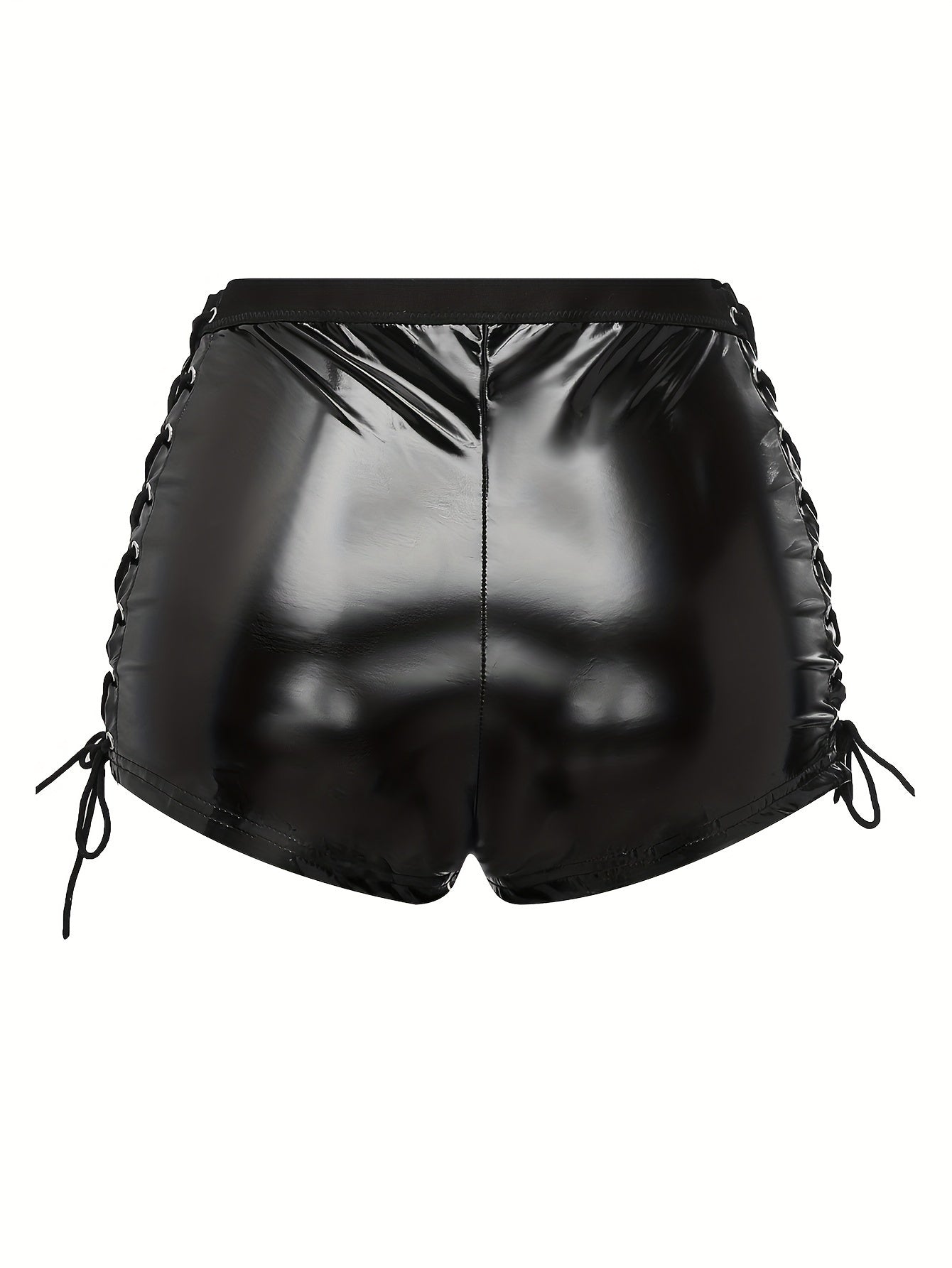 Women's Lace-Up PU Shorts and Lingerie for Cosplay